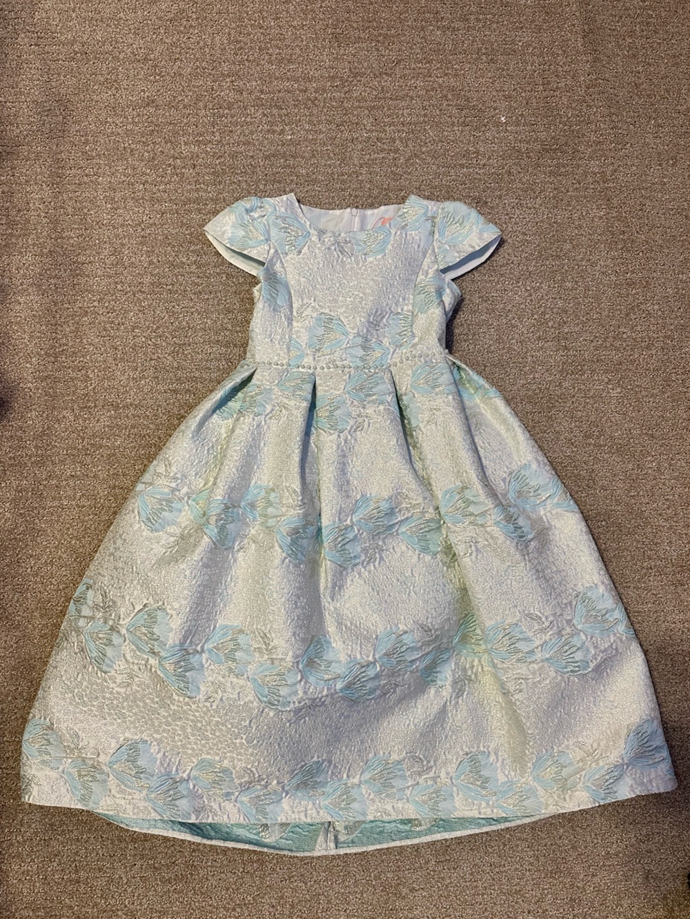 Pink Butterfly Iridescent Light Blue Floral Dress